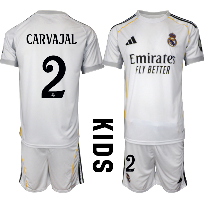 Youth 2025-2026 Club Real Madrid home White #2 Soccer Jersey->customized soccer jersey->Custom Jersey